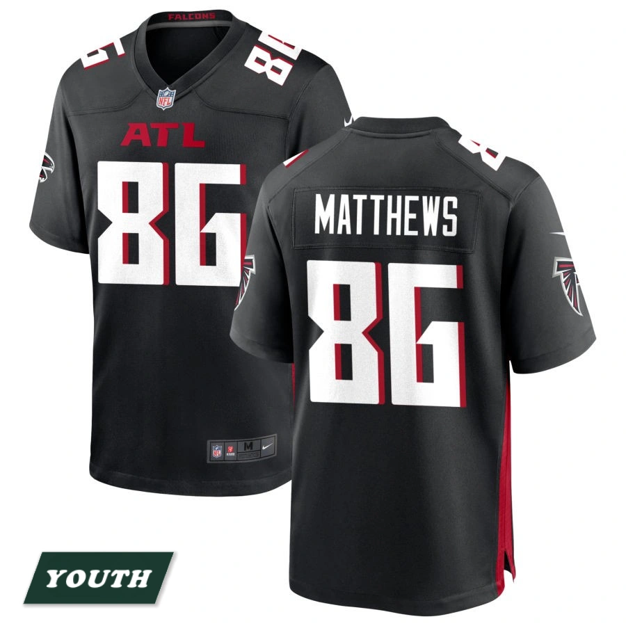 Youth Atlanta Falcons Black #86 Jesse Matthews Game Jersey