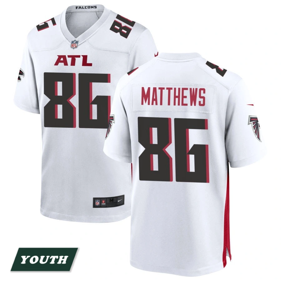 Youth Atlanta Falcons White #86 Jesse Matthews Game Jersey