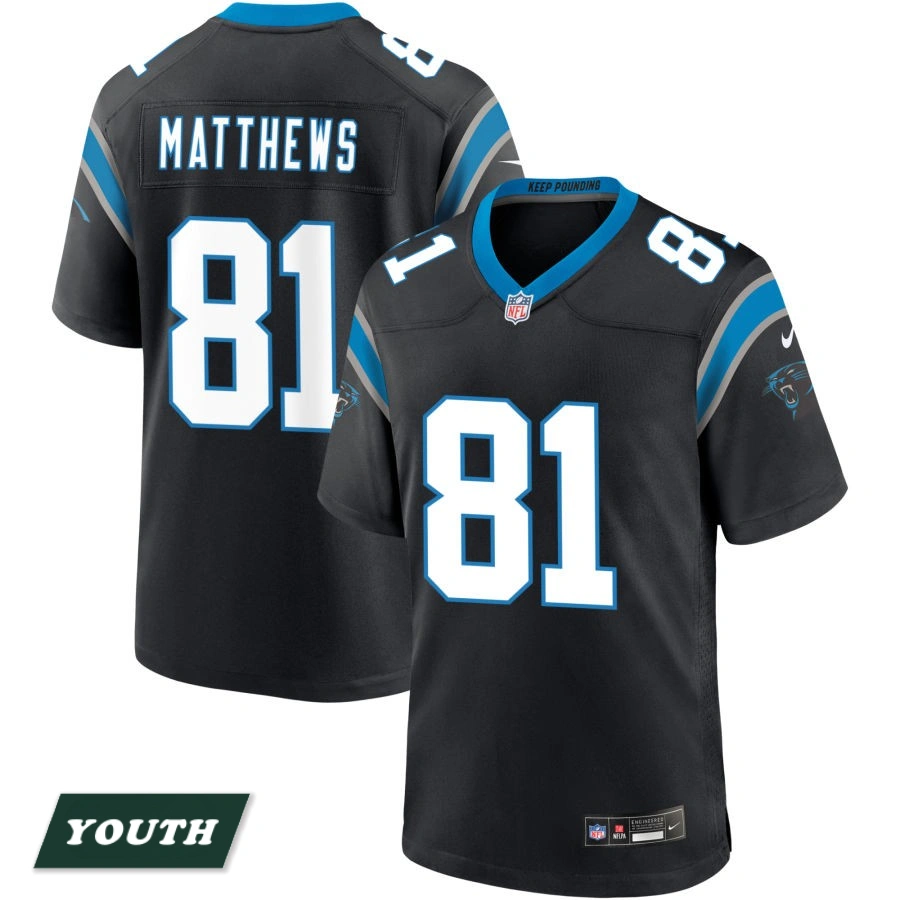 Youth Carolina Panthers Black #81 Jordan Matthews Game Jersey