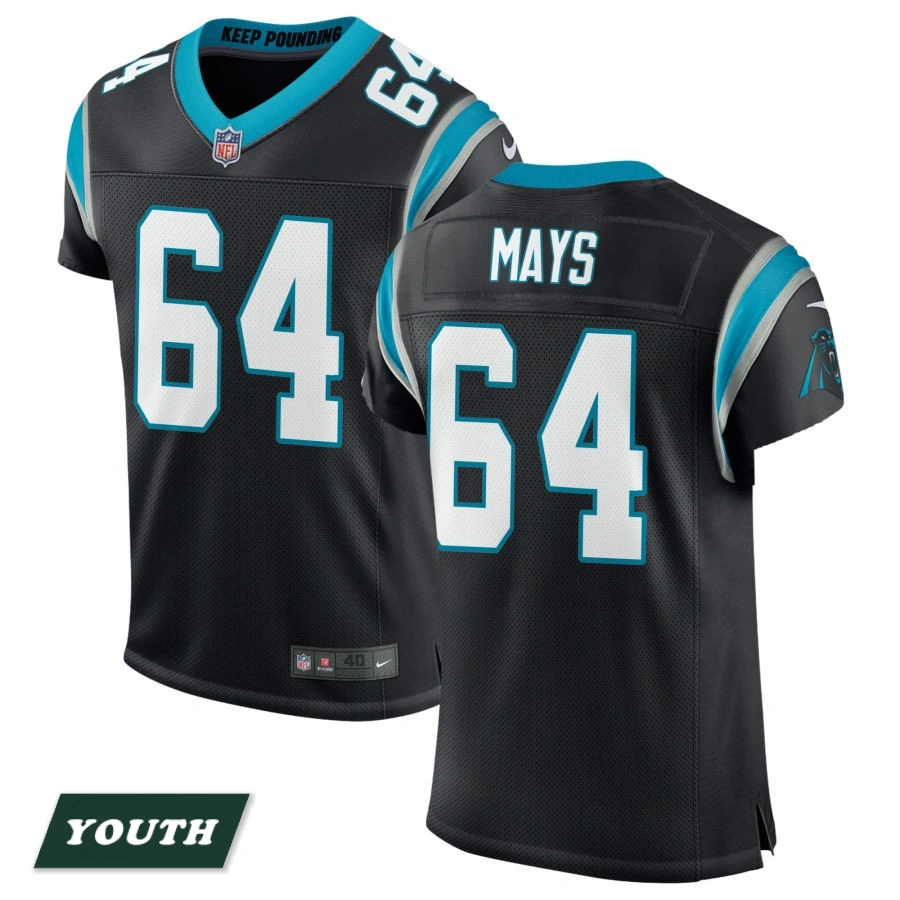 Youth Carolina Panthers Black Classic #64 Cade Mays Elite Jersey