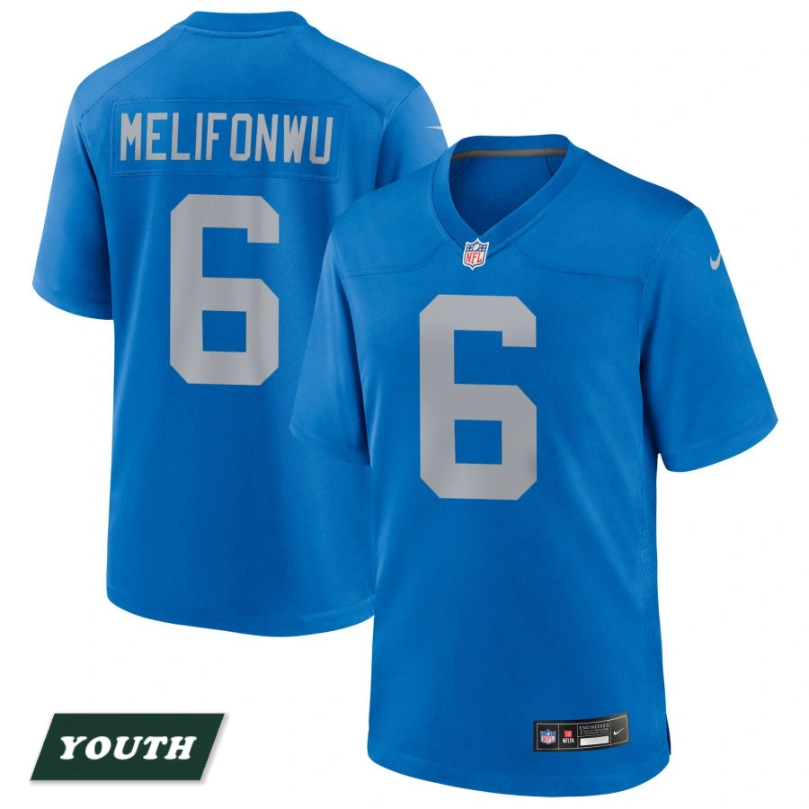 Youth Detroit Lions Blue Alternate #6 Ifeatu Melifonwu Game Jersey Youth Detroit Lions Blue Alternate #6 Ifeatu Melifonwu Game Jersey