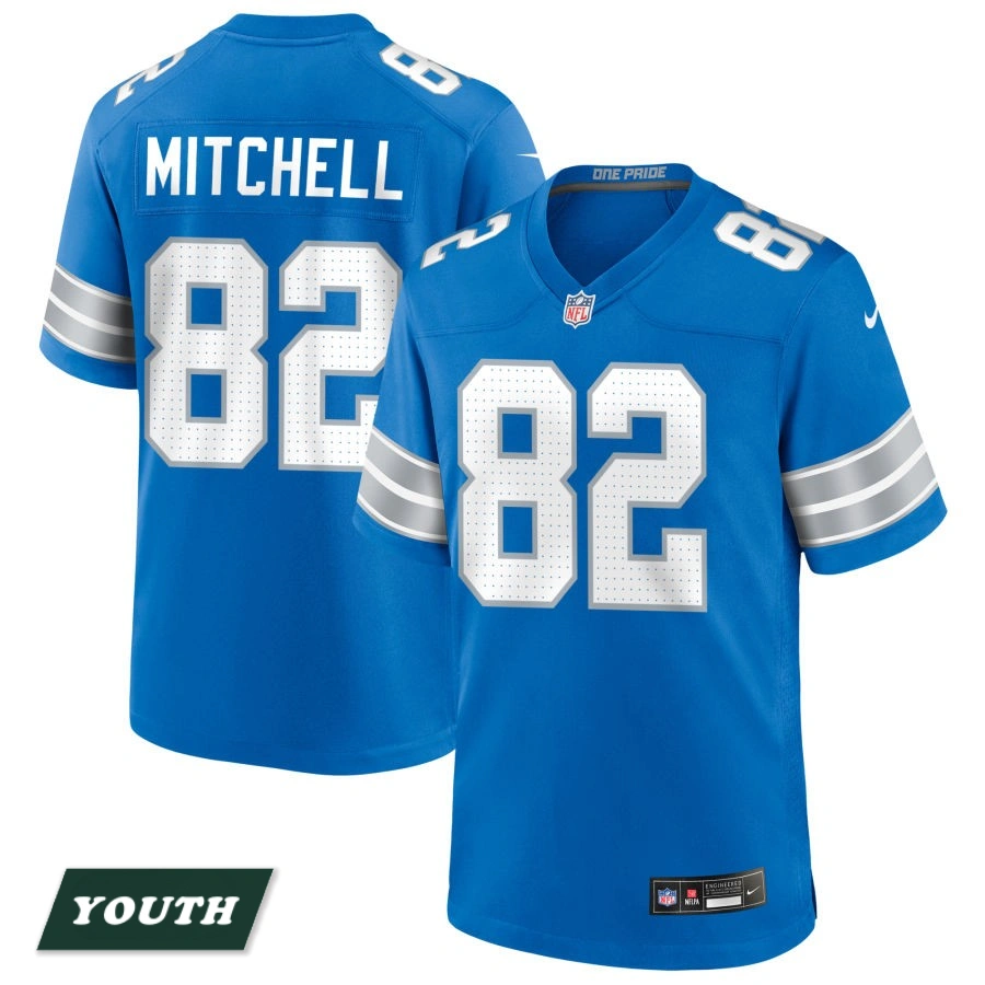 Youth Detroit Lions Blue #82 James Mitchell Game Jersey Youth Detroit Lions Blue #82 James Mitchell Game Jersey