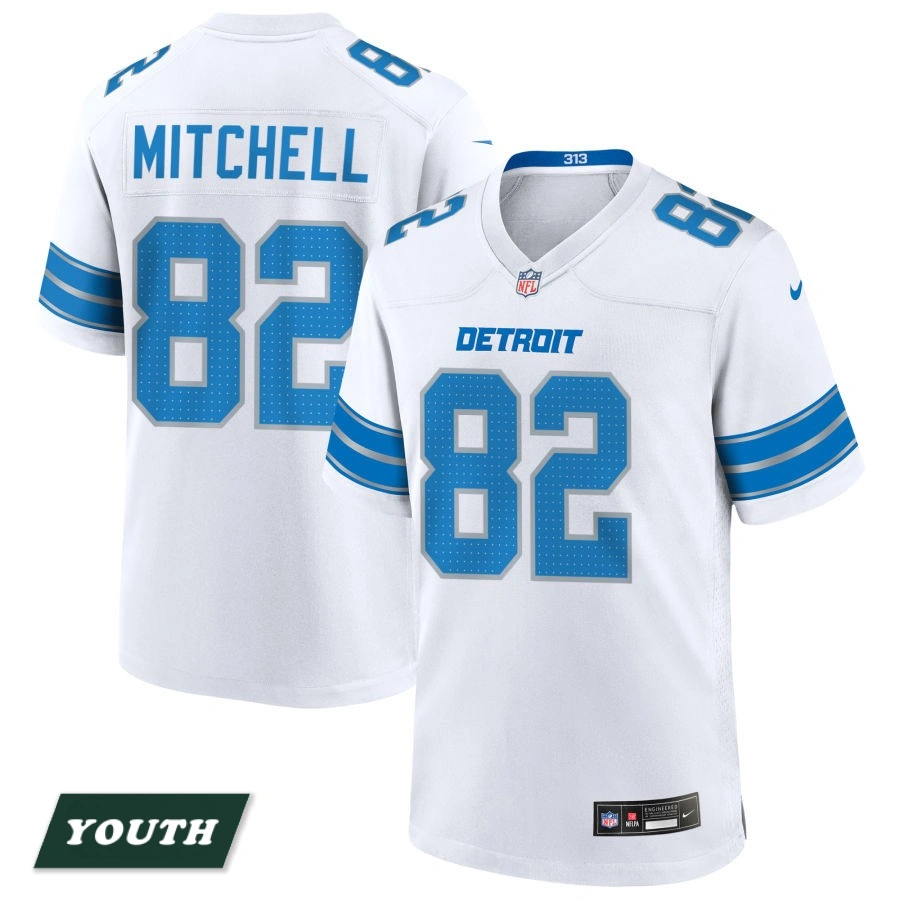 Youth Detroit Lions White #82 James Mitchell Game Jersey Youth Detroit Lions White #82 James Mitchell Game Jersey