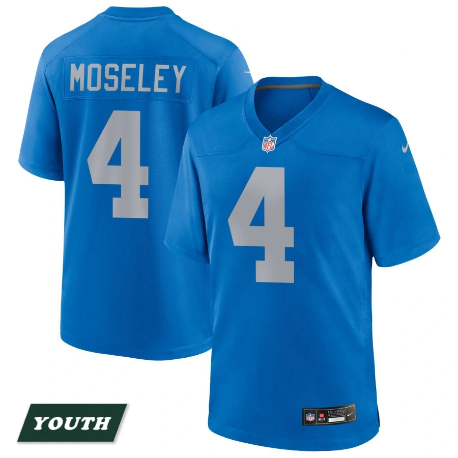 Youth Detroit Lions Blue Alternate #4 Emmanuel Moseley Game Jersey Youth Detroit Lions Blue Alternate #4 Emmanuel Moseley Game Jersey