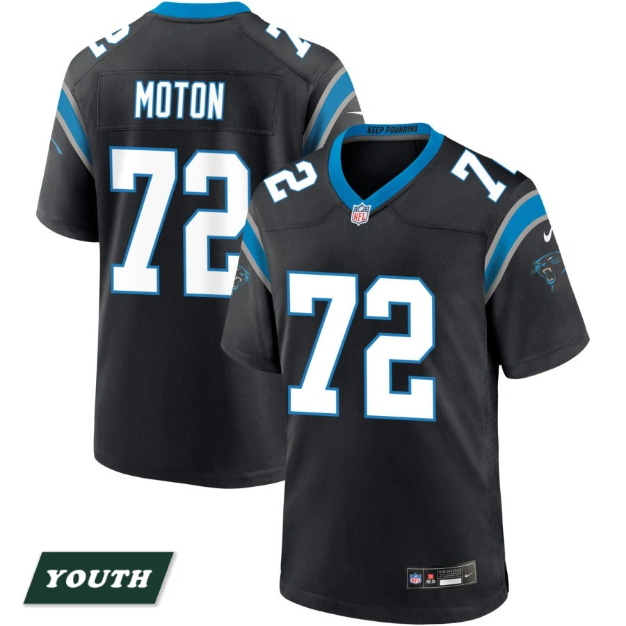 Youth Carolina Panthers Black #72 Taylor Moton Game Jersey