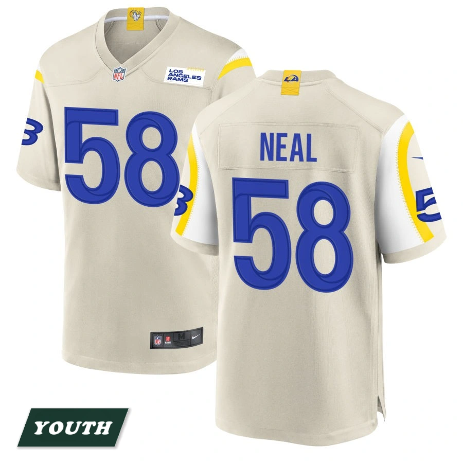 Youth Los Angeles Rams Bone #58 Elias Neal Game Jersey Youth Los Angeles Rams Bone #58 Elias Neal Game Jersey