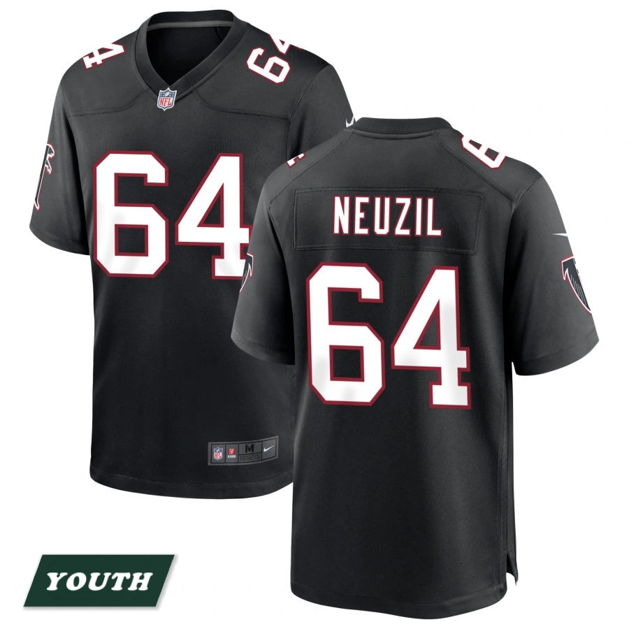 Youth Atlanta Falcons Black Throwback #64 Ryan Neuzil Game Jersey