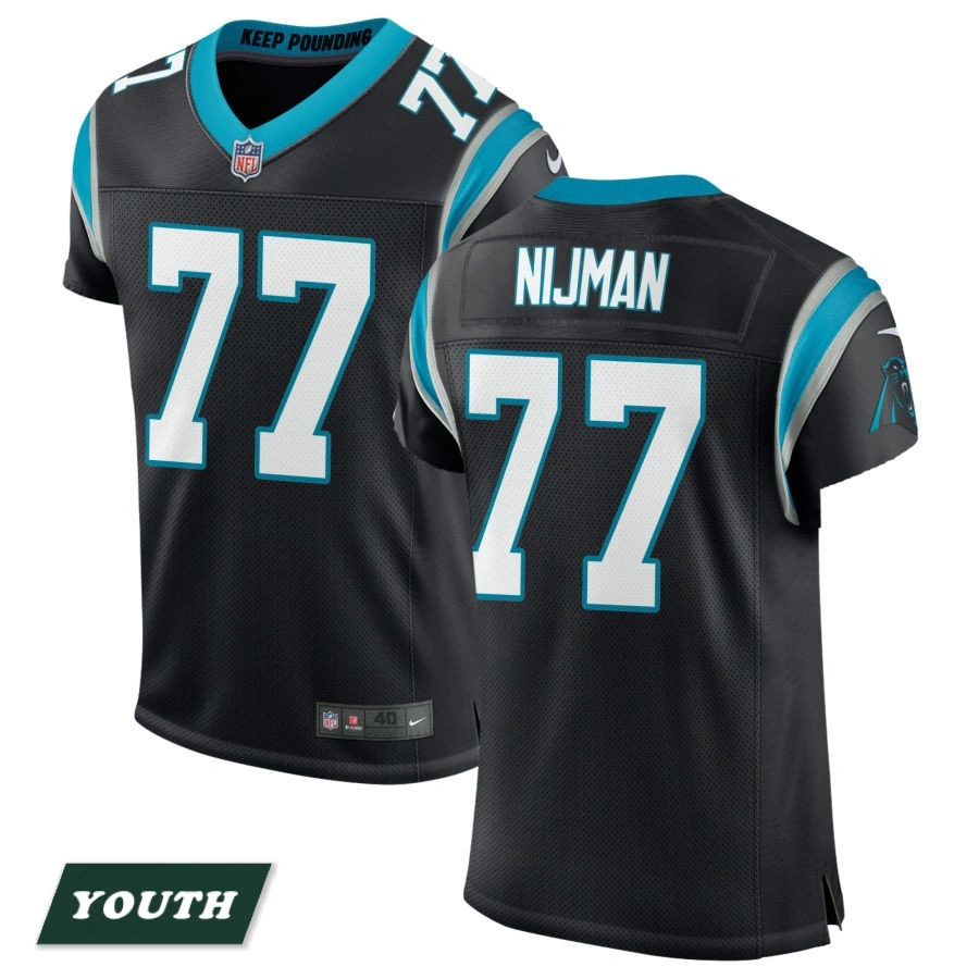 Youth Carolina Panthers Black Classic #77 Yosh Nijman Elite Jersey
