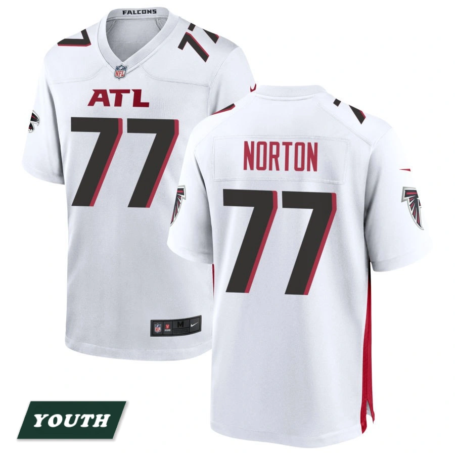 Youth Atlanta Falcons White #77 Storm Norton Game Jersey