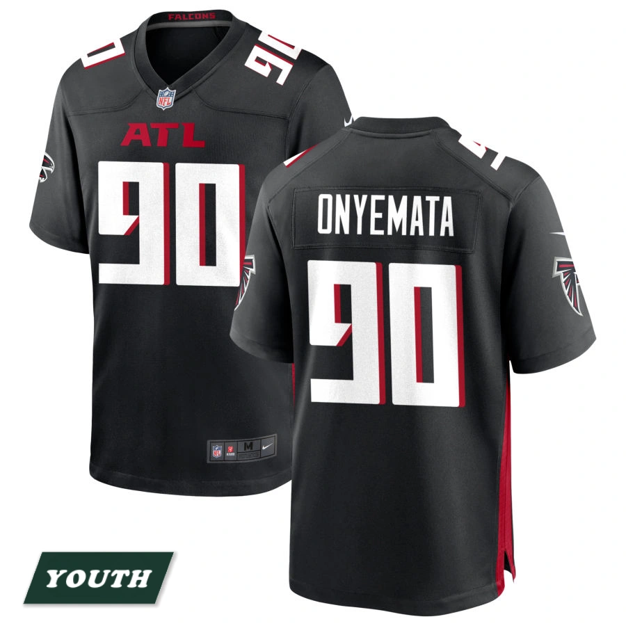Youth Atlanta Falcons Black #90 David Onyemata Game Jersey