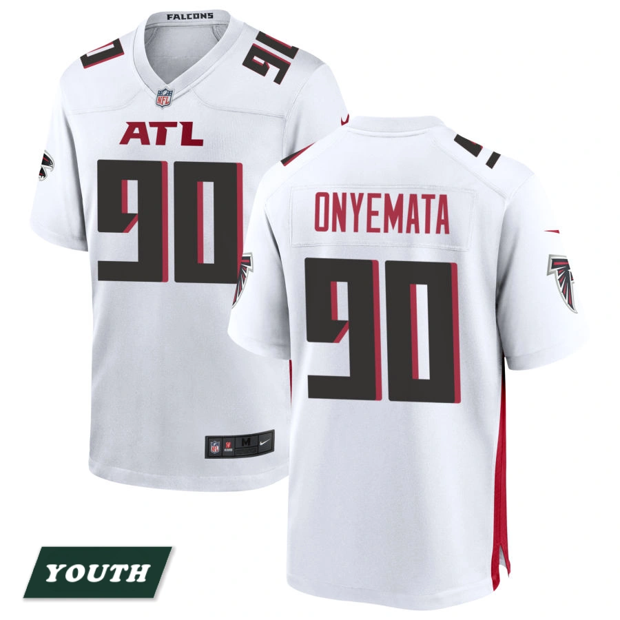 Youth Atlanta Falcons White #90 David Onyemata Game Jersey