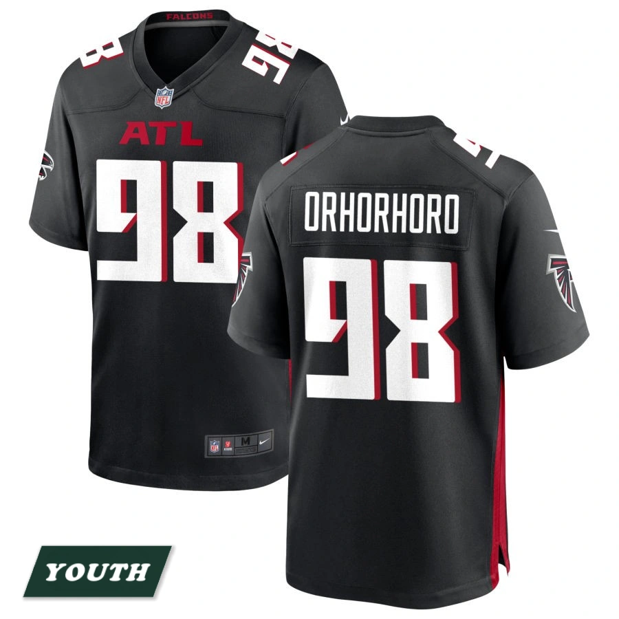 Youth Atlanta Falcons Black #98 Ruke Orhorhoro Game Jersey
