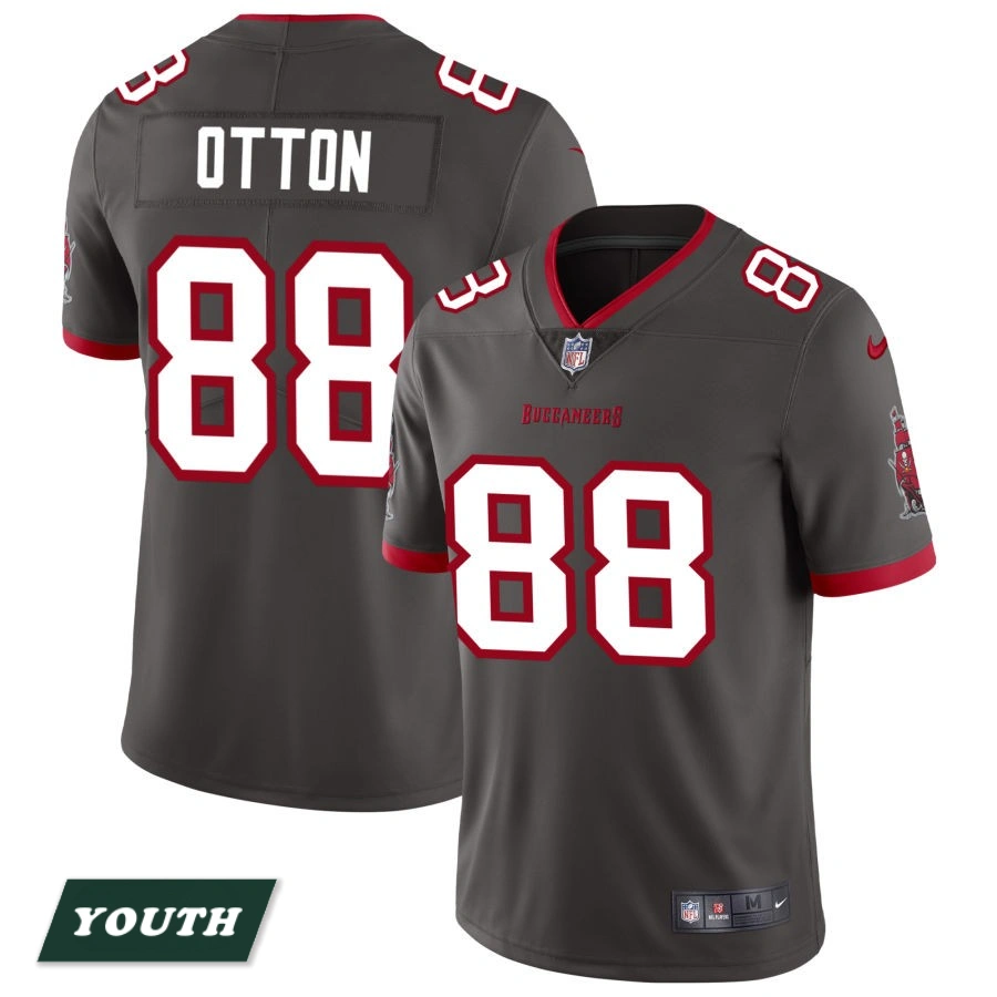 Youth Tampa Bay Buccaneers Pewter Vapor Untouchable Elite #88 Cade Otton Alternate Jersey