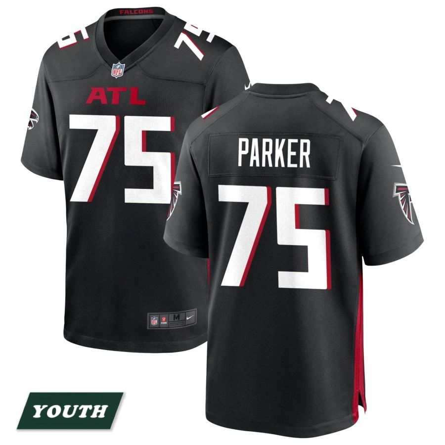 Youth Atlanta Falcons Black #75 Brandon Parker Game Jersey