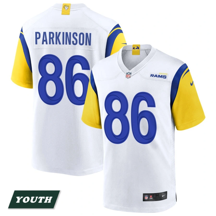 Youth Los Angeles Rams White Alternate #86 Colby Parkinson Jersey Youth Los Angeles Rams White Alternate #86 Colby Parkinson Jersey