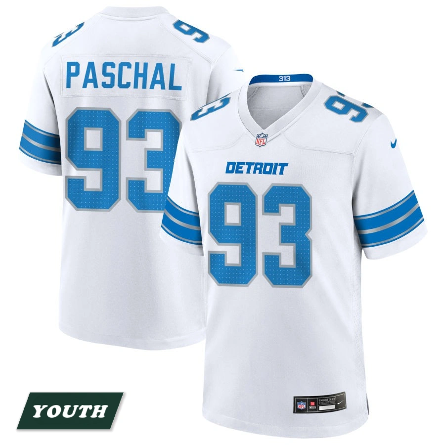 Youth Detroit Lions White #93 Josh Paschal Game Jersey Youth Detroit Lions White #93 Josh Paschal Game Jersey