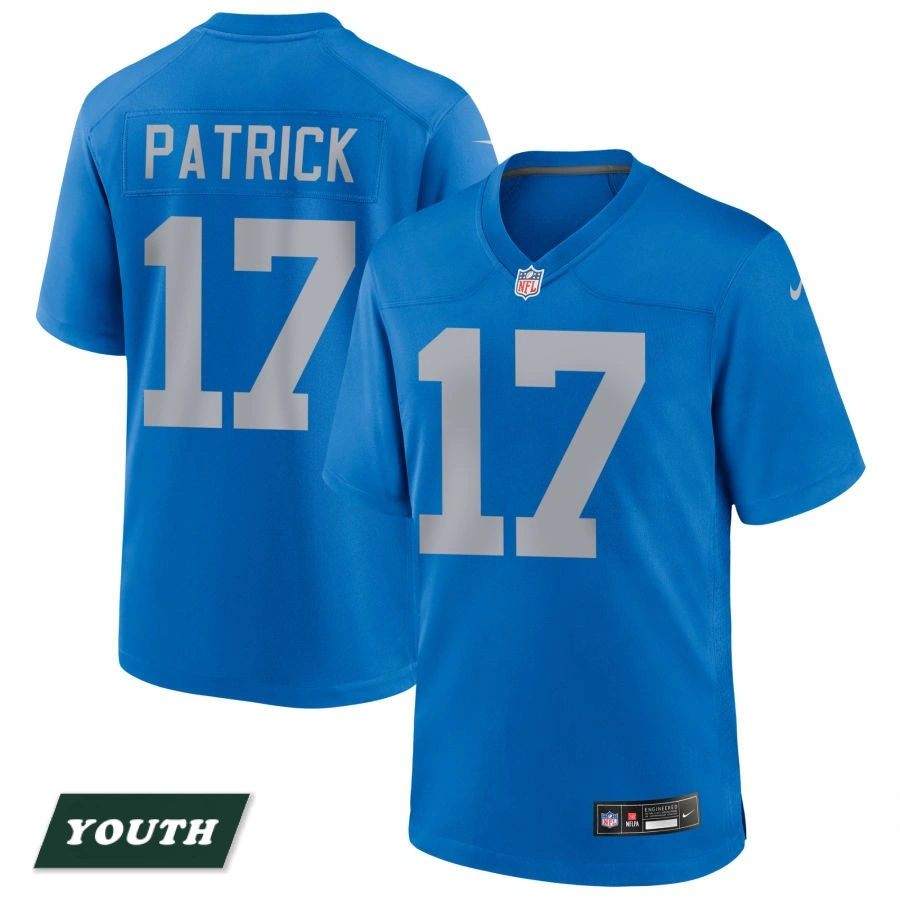 Youth Detroit Lions Blue Alternate #17 Tim Patrick Game Jersey Youth Detroit Lions Blue Alternate #17 Tim Patrick Game Jersey