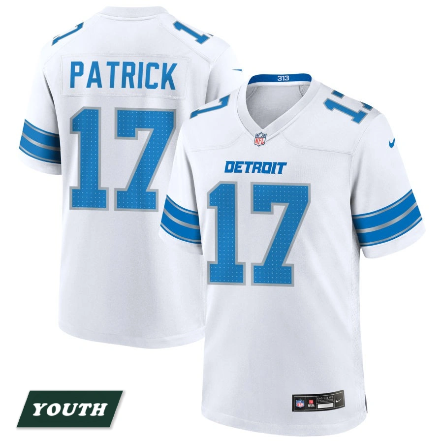 Youth Detroit Lions White #17 Tim Patrick Game Jersey Youth Detroit Lions White #17 Tim Patrick Game Jersey