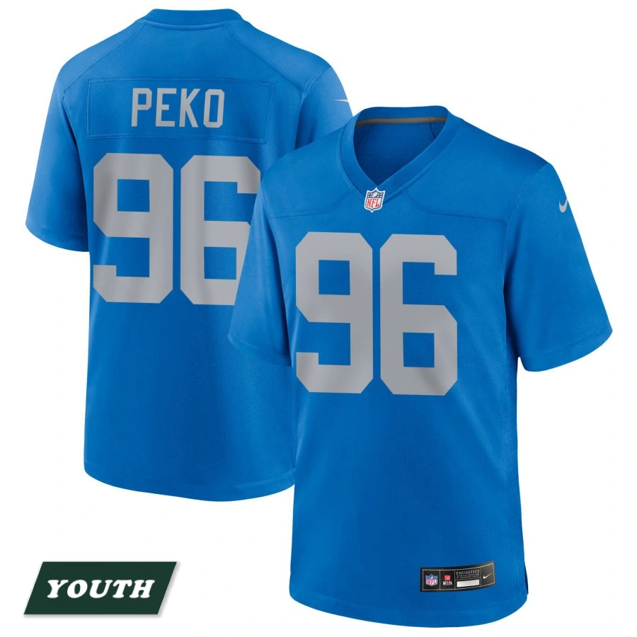 Youth Detroit Lions Blue Alternate #96 Kyle Peko Game Jersey Youth Detroit Lions Blue Alternate #96 Kyle Peko Game Jersey