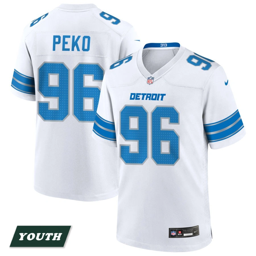 Youth Detroit Lions White #96 Kyle Peko Game Jersey Youth Detroit Lions White #96 Kyle Peko Game Jersey