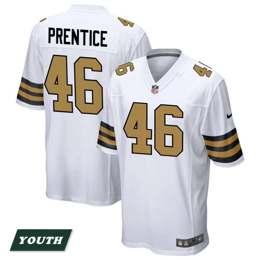 Youth New Orleans Saints White Alternate #46 Adam Prentice Game Jersey Youth New Orleans Saints White Alternate #46 Adam Prentice Game Jersey