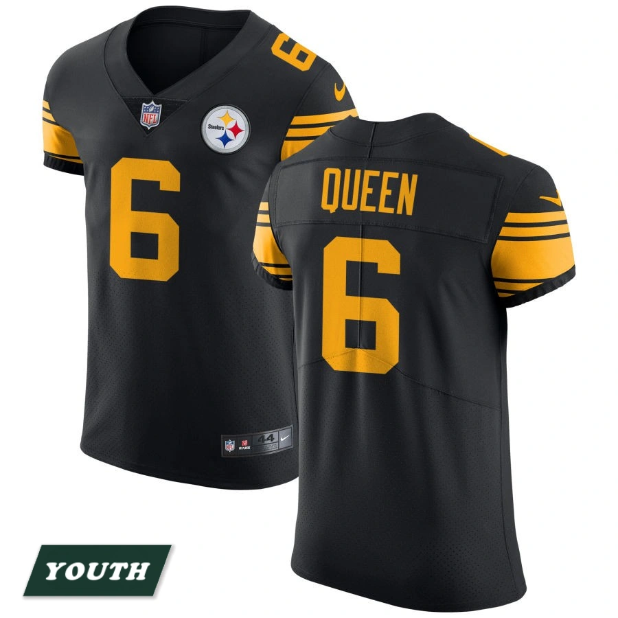 Youth Pittsburgh Steelers Black Vapor Untouchable Elite #6 Patrick Queen Color Rush Jersey Youth Pittsburgh Steelers Black Vapor Untouchable Elite #6 Patrick Queen Color Rush Jersey
