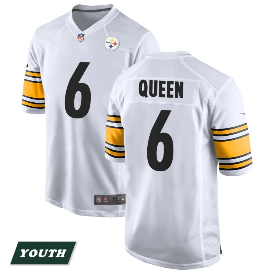 Youth Pittsburgh Steelers White Game #6 Patrick Queen Jersey Youth Pittsburgh Steelers White Game #6 Patrick Queen Jersey
