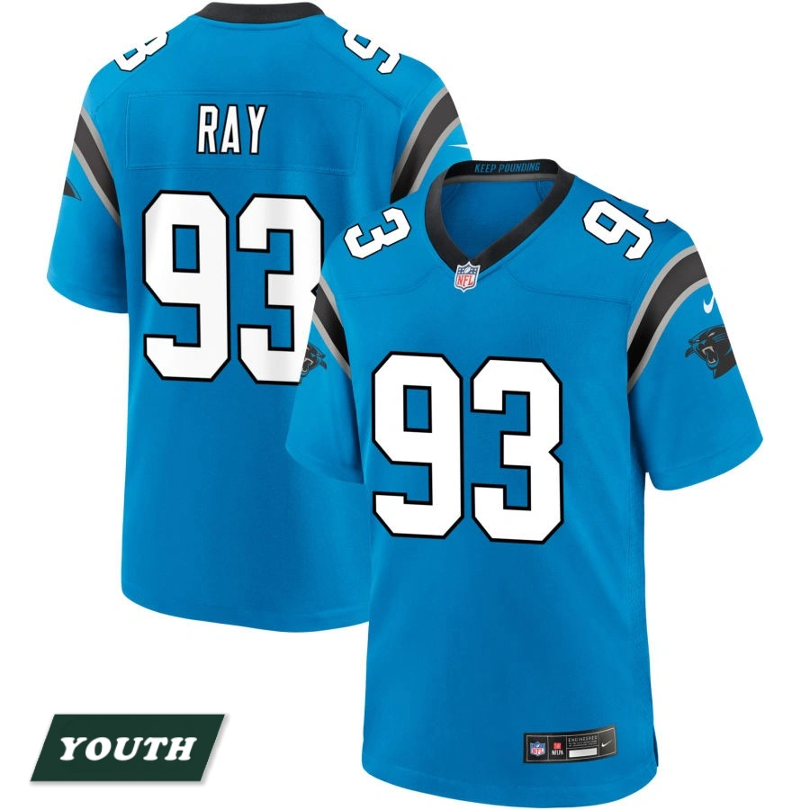 Youth Carolina Panthers Blue Alternate #93 LaBryan Ray Game Jersey