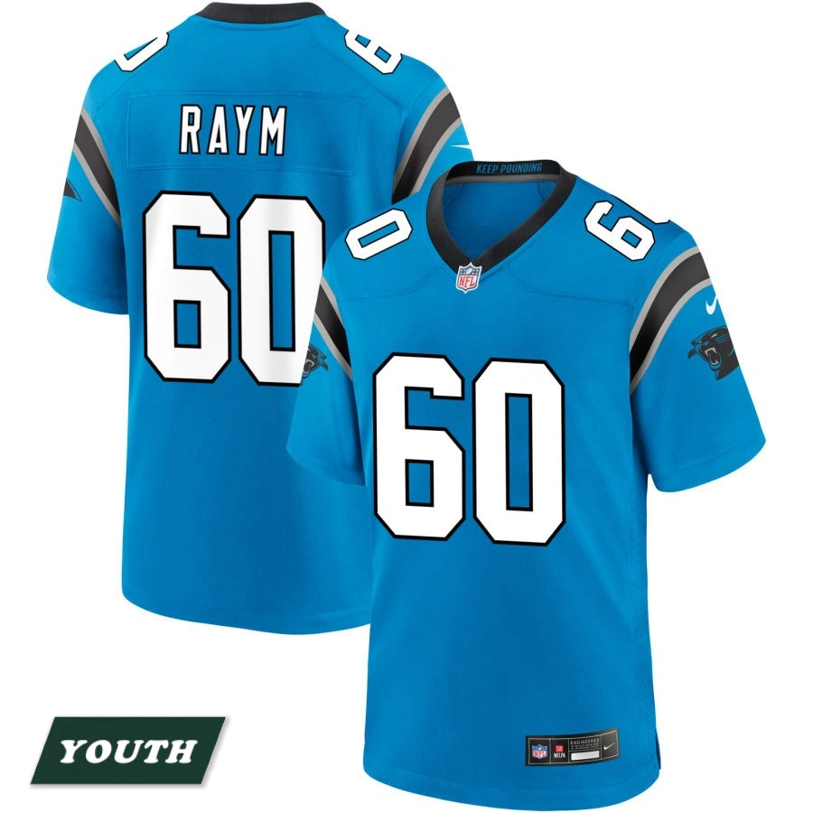Youth Carolina Panthers Blue Alternate #60 Andrew Raym Game Jersey