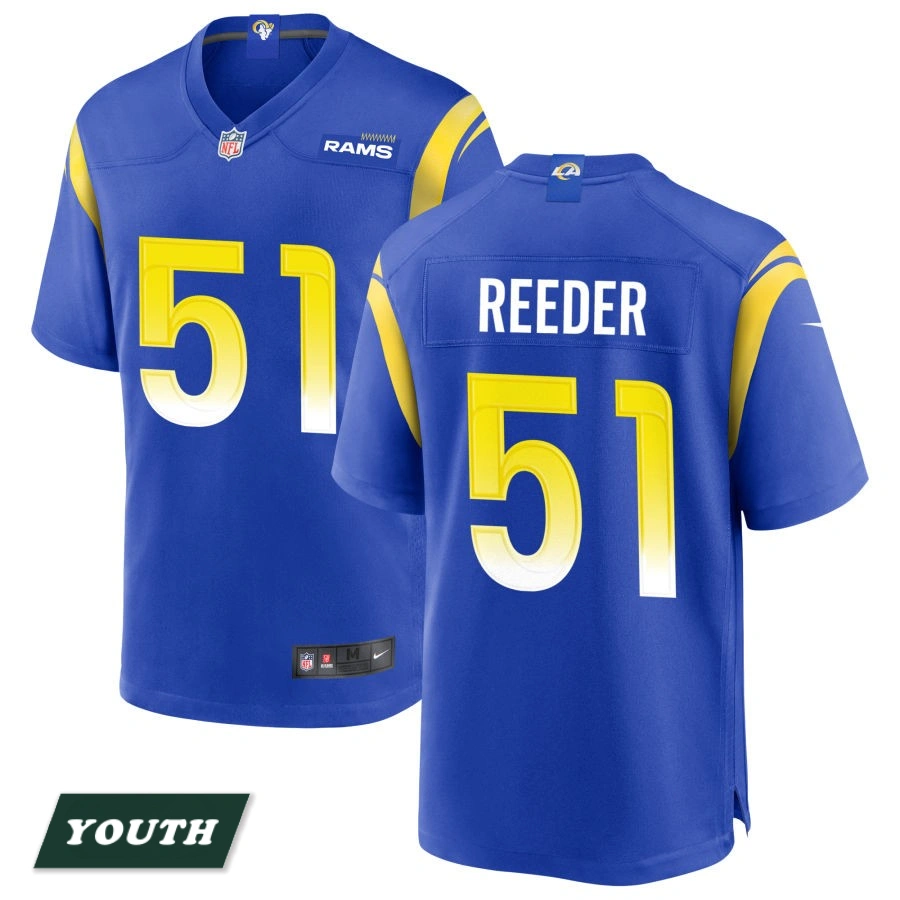 Youth Los Angeles Rams Royal #51 Troy Reeder Game Jersey Youth Los Angeles Rams Royal #51 Troy Reeder Game Jersey