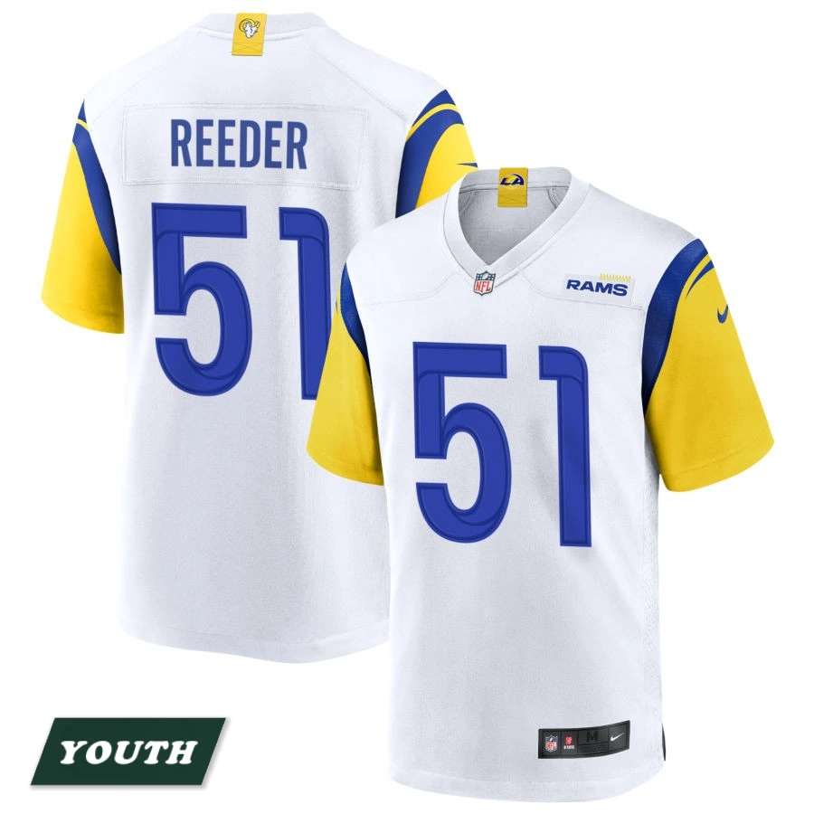 Youth Los Angeles Rams White Alternate #51 Troy Reeder Jersey Youth Los Angeles Rams White Alternate #51 Troy Reeder Jersey