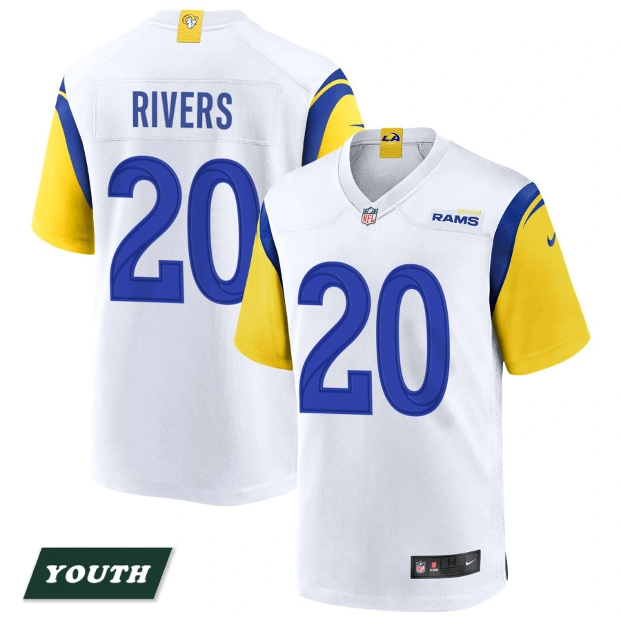 Youth Los Angeles Rams White Alternate #20 Ronnie Rivers Jersey Youth Los Angeles Rams White Alternate #20 Ronnie Rivers Jersey