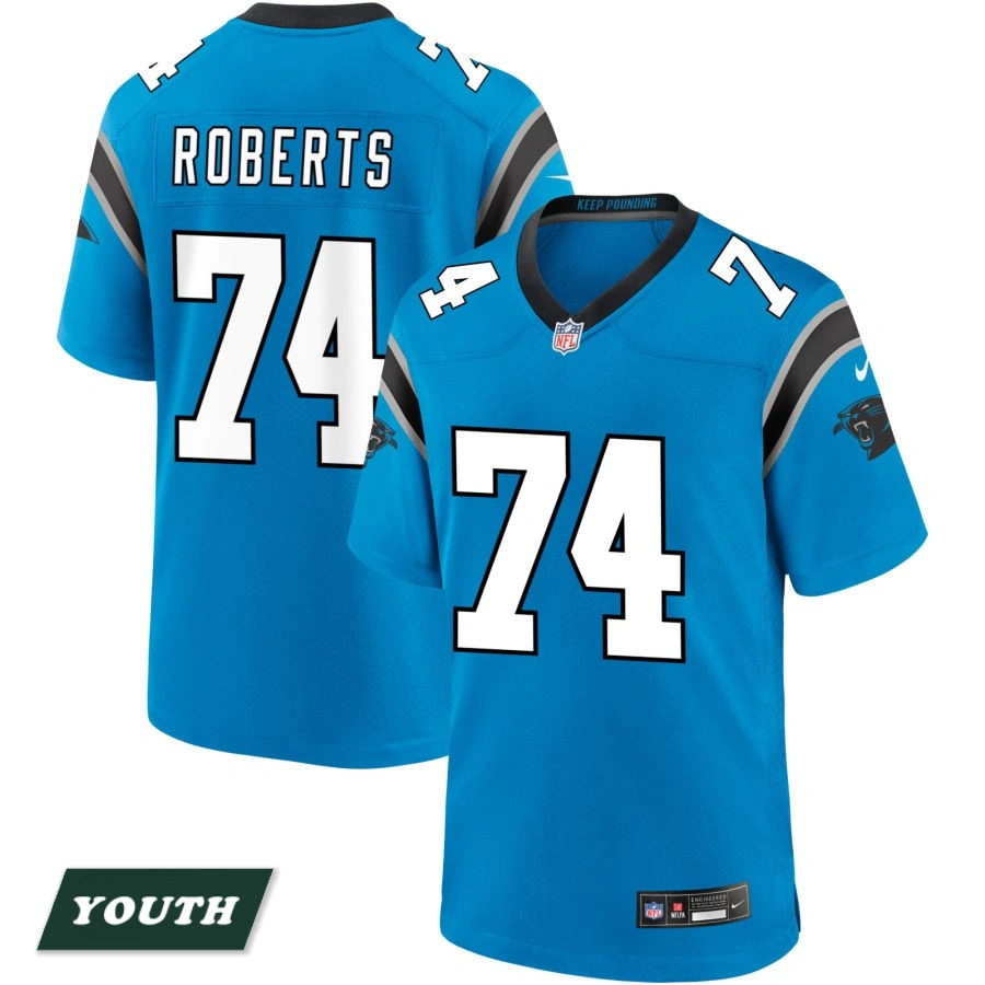 Youth Carolina Panthers Blue Alternate #74 Sam Roberts Game Jersey