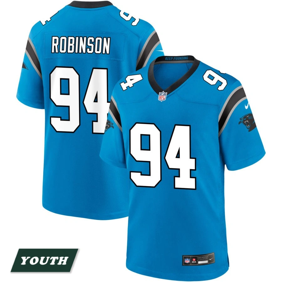 Youth Carolina Panthers Blue Alternate #94 A'Shawn Robinson Game Jersey