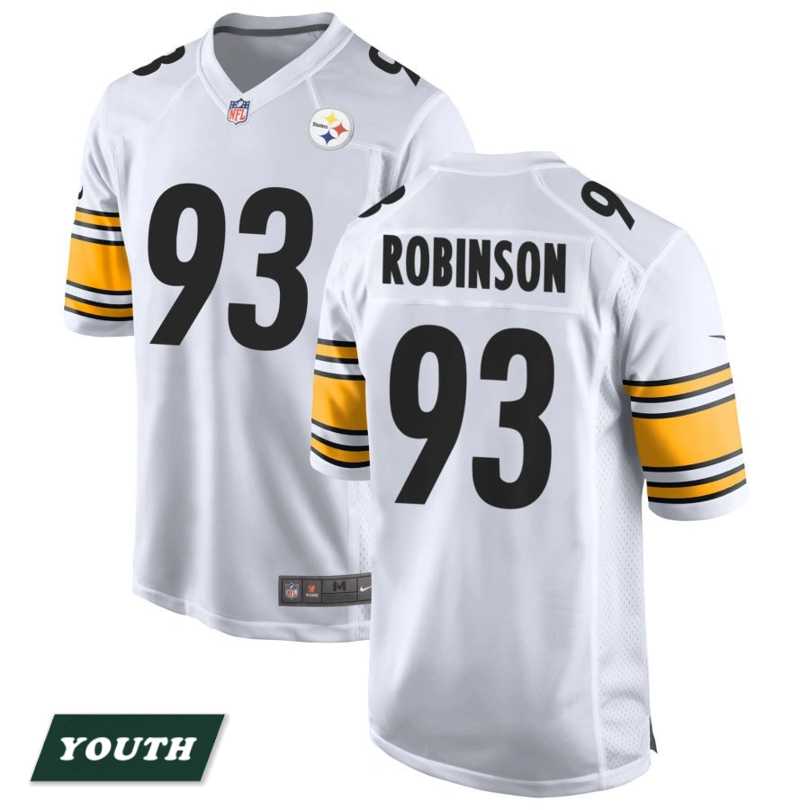 Youth Pittsburgh Steelers White Game #93 Mark Robinson Jersey