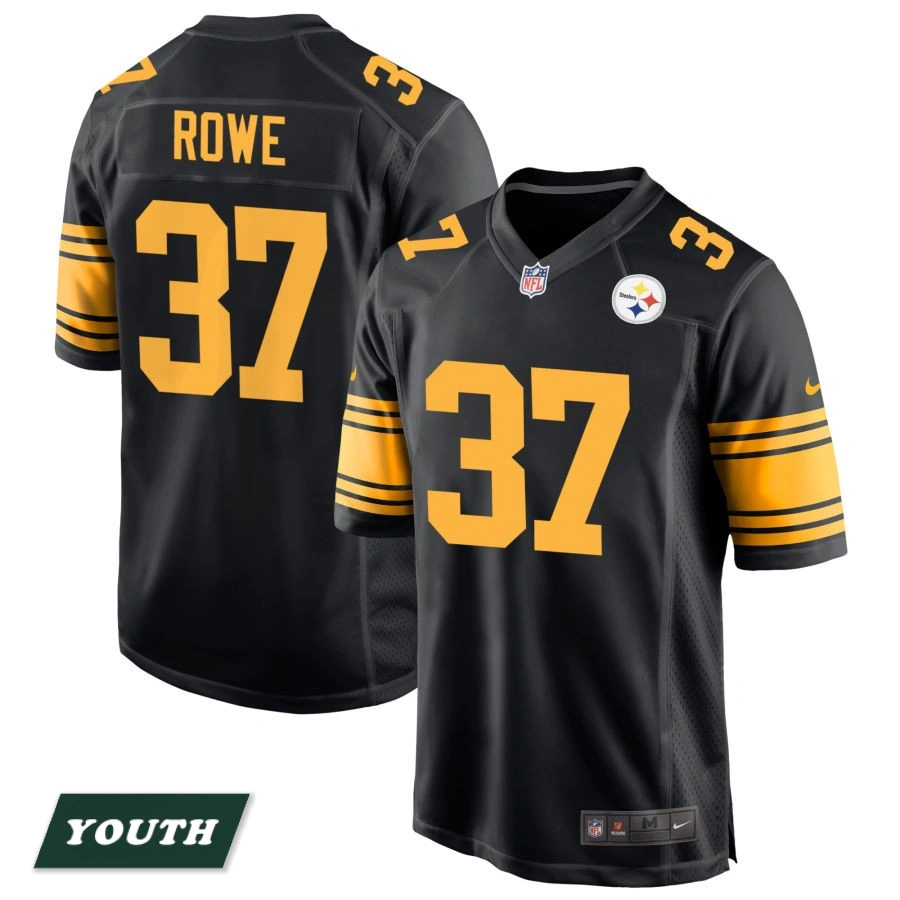 Youth Pittsburgh Steelers Black Alternate #37 Eric Rowe Game Jersey Youth Pittsburgh Steelers Black Alternate #37 Eric Rowe Game Jersey