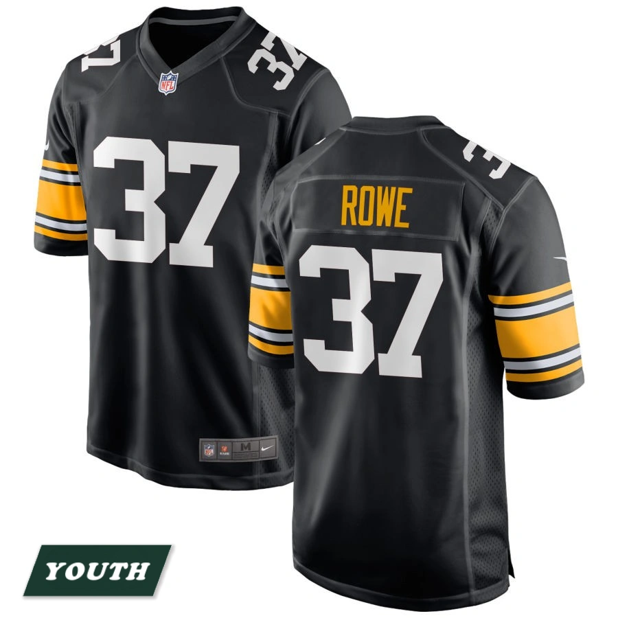 Youth Pittsburgh Steelers Black Alternate #37 Eric Rowe Game Jersey