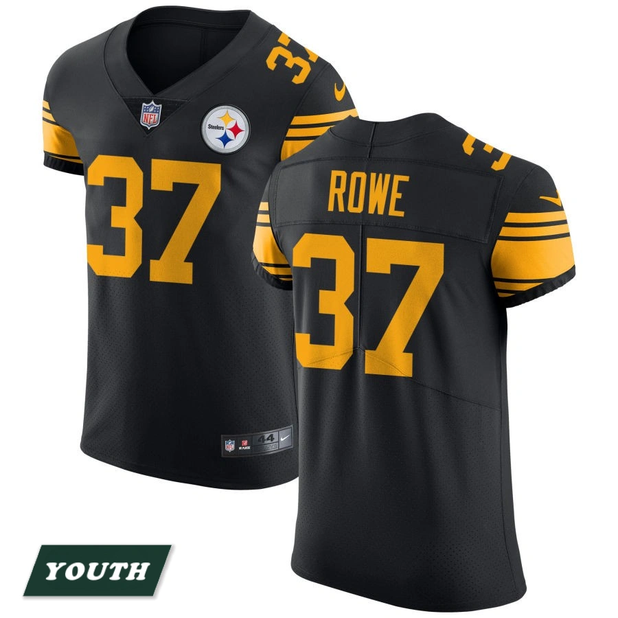 Youth Pittsburgh Steelers Black Vapor Untouchable Elite #37 Eric Rowe Color Rush Jersey