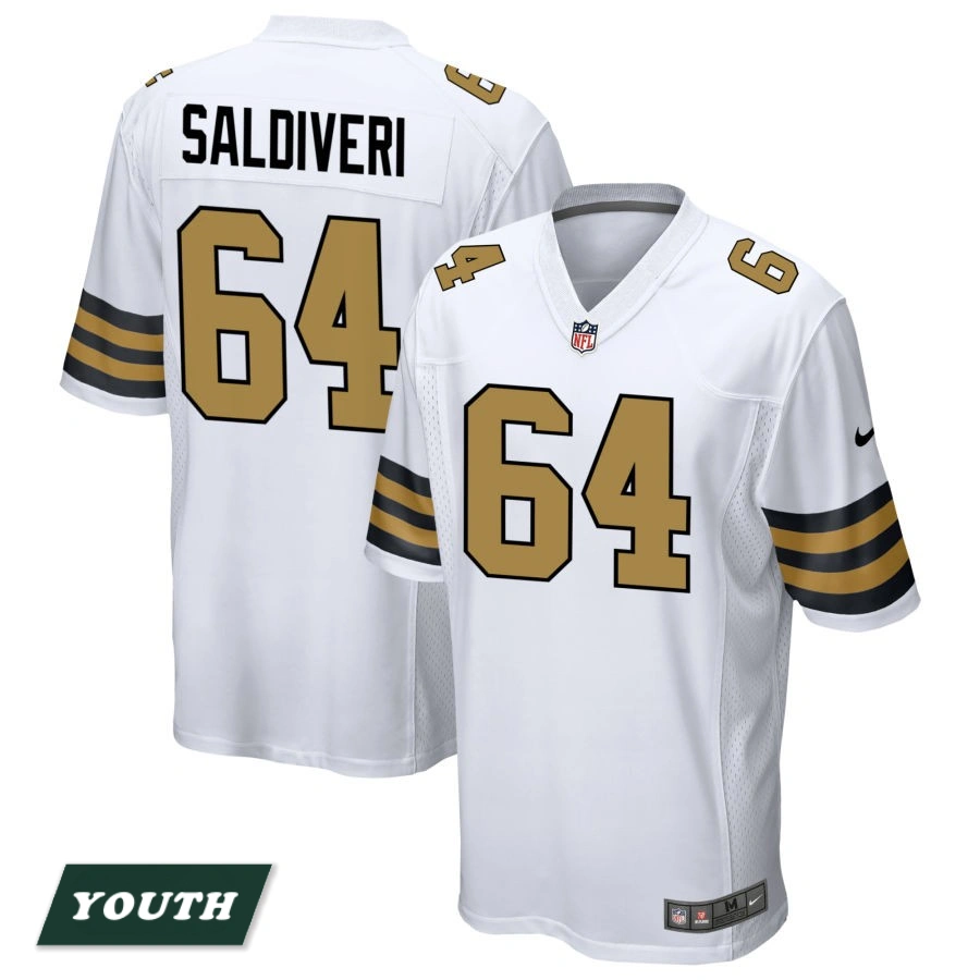 Youth New Orleans Saints White Alternate #64 Nick Saldiveri Game Jersey Youth New Orleans Saints White Alternate #64 Nick Saldiveri Game Jersey
