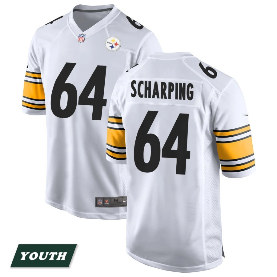 Youth Pittsburgh Steelers White Game #64 Max Scharping Jersey