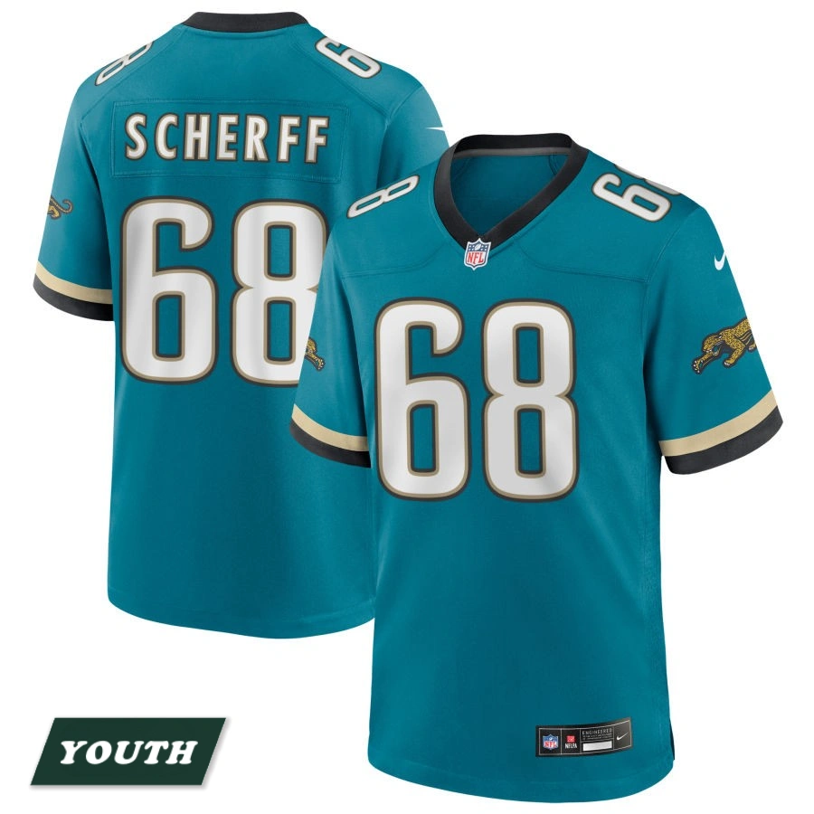 Youth Jacksonville Jaguars Teal Prowler Throwback #68 Brandon Scherff Game Jersey Youth Jacksonville Jaguars Teal Prowler Throwback #68 Brandon Scherff Game Jersey