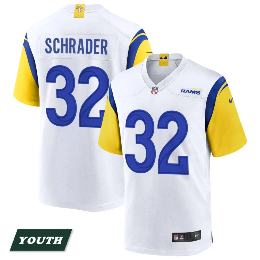 Youth Los Angeles Rams White Alternate #32 Cody Schrader Jersey Youth Los Angeles Rams White Alternate #32 Cody Schrader Jersey