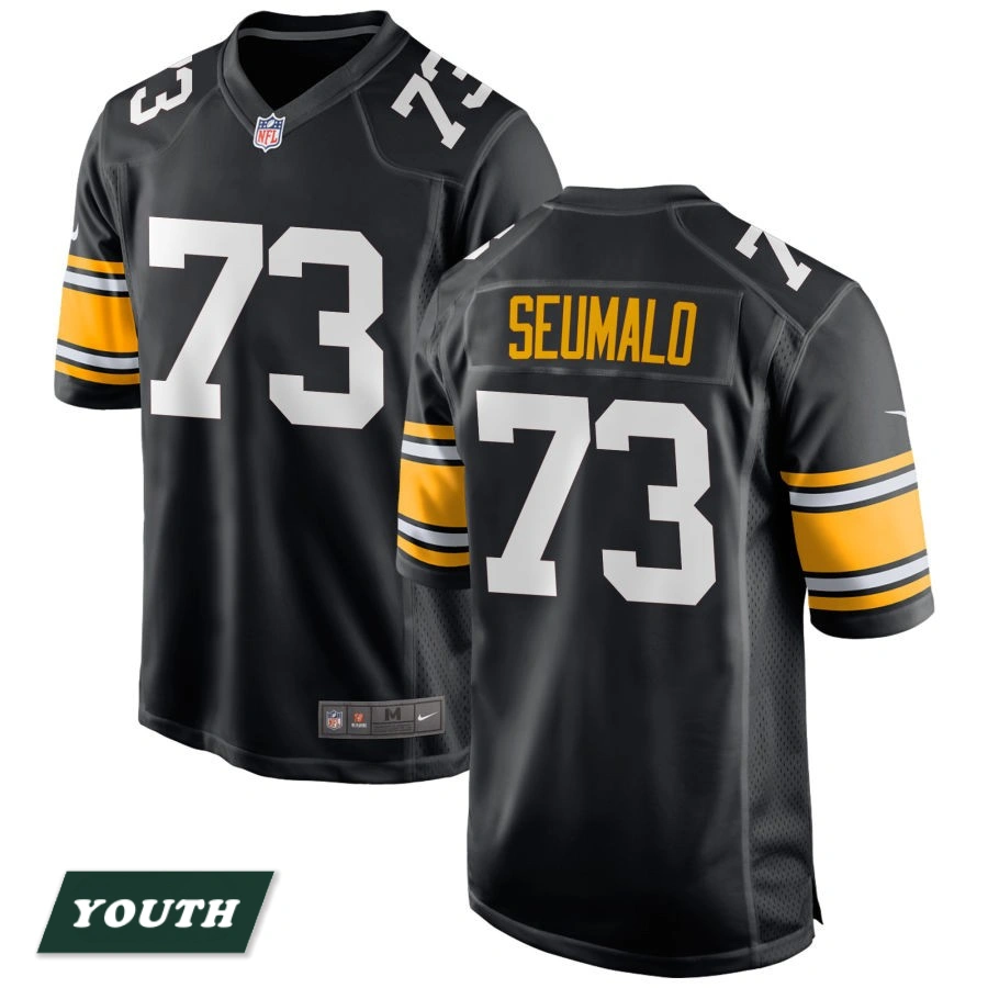Youth Pittsburgh Steelers Black Alternate #73 Isaac Seumalo Game Jersey