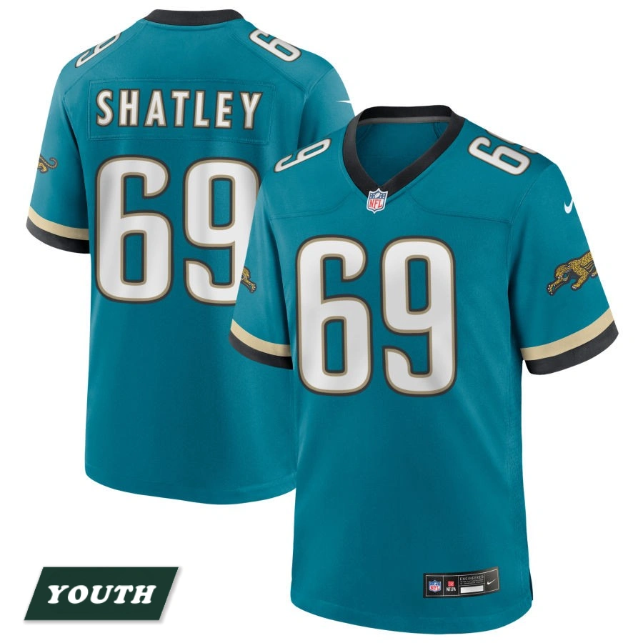 Youth Jacksonville Jaguars Teal Prowler Throwback #69 Tyler Shatley Game Jersey Youth Jacksonville Jaguars Teal Prowler Throwback #69 Tyler Shatley Game Jersey
