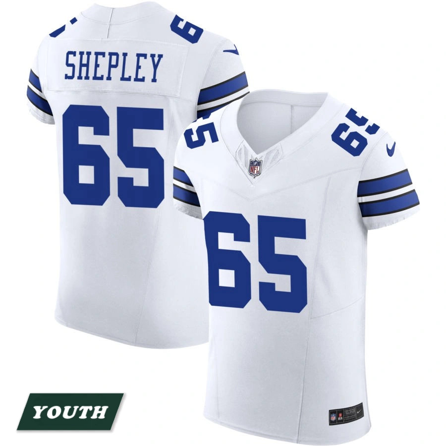 Youth Dallas Cowboys White Vapor F.U.S.E. Elite #65 Dakoda Shepley Jersey