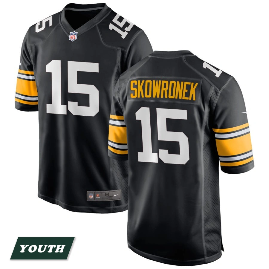Youth Pittsburgh Steelers Black Alternate #15 Ben Skowronek Game Jersey