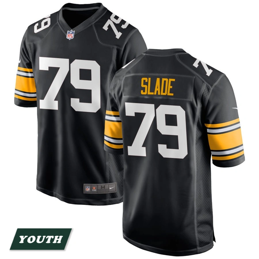 Youth Pittsburgh Steelers Black Alternate #79 Jacob Slade Game Jersey