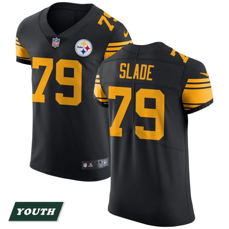 Youth Pittsburgh Steelers Black Vapor Untouchable Elite #79 Jacob Slade Color Rush Jersey