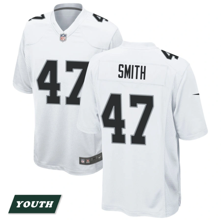 Youth Las Vegas Raiders White #47 Brandon Smith Game Jersey Youth Las Vegas Raiders White #47 Brandon Smith Game Jersey