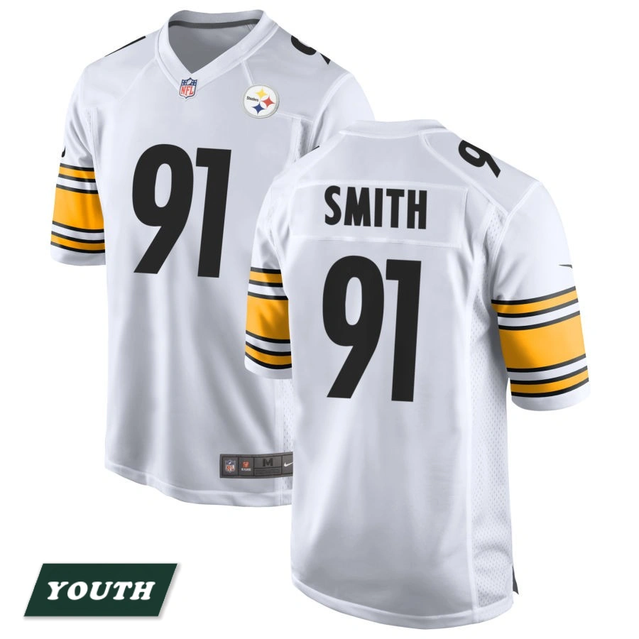 Youth Pittsburgh Steelers White Game #91 Preston Smith Jersey